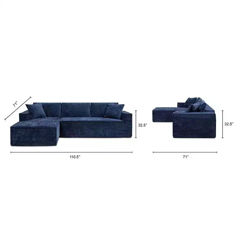 Jennifer Taylor Home Brenley 110.5 LAF Sofa-in-a-Box Sectional Sofa, Ash Gray Chenille