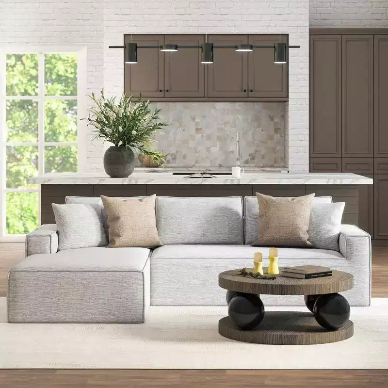 Jennifer Taylor Home Brenley 110.5 LAF Sofa-in-a-Box Sectional Sofa, Ash Gray Chenille