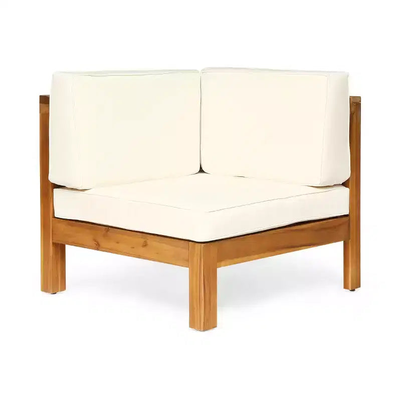 Sofá seccional modular de 5 plazas de madera de acacia para exterior Cascada de GDFStudio