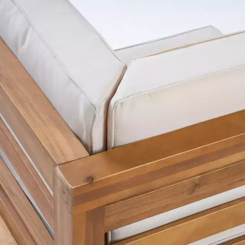 Sofá seccional modular de 5 plazas de madera de acacia para exterior Cascada de GDFStudio