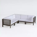 GDFStudio Cascada Outdoor Modular Acacia Wood 5 Seater Sectional Sofa Set