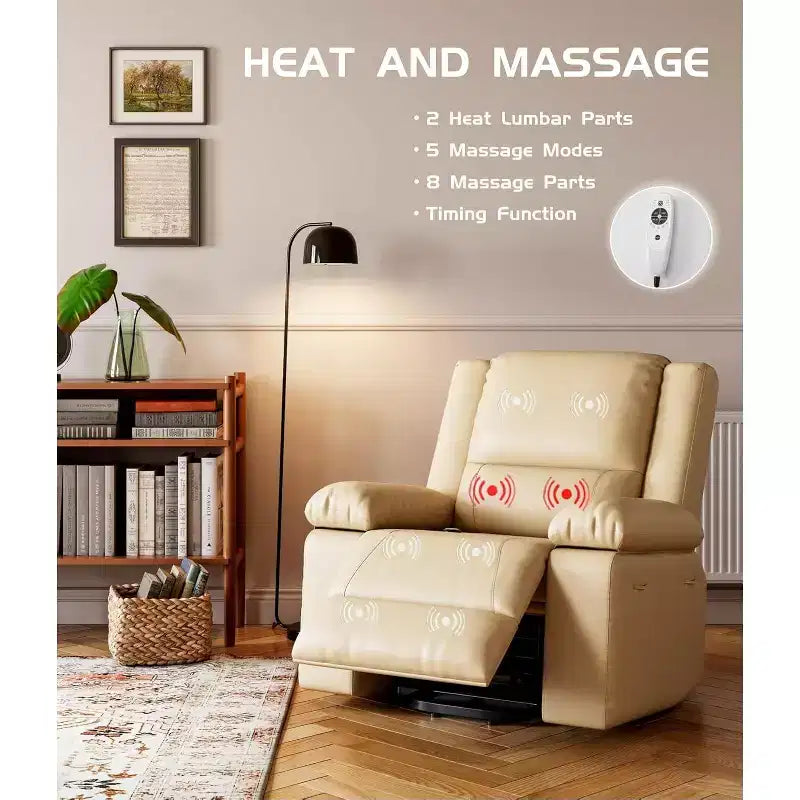 Power Lift Recliner Chair - Heat and Massage, Adjustable Back and Legs, Designed for The Elderly and People with Mobility Impaired