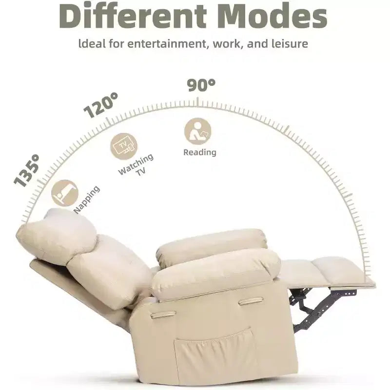 22'' oversized Recliner Chairs with Heat and Massage - 360 Swivel - Manual Rocking Chair with Remote Control for Living Rooms, Bedrooms