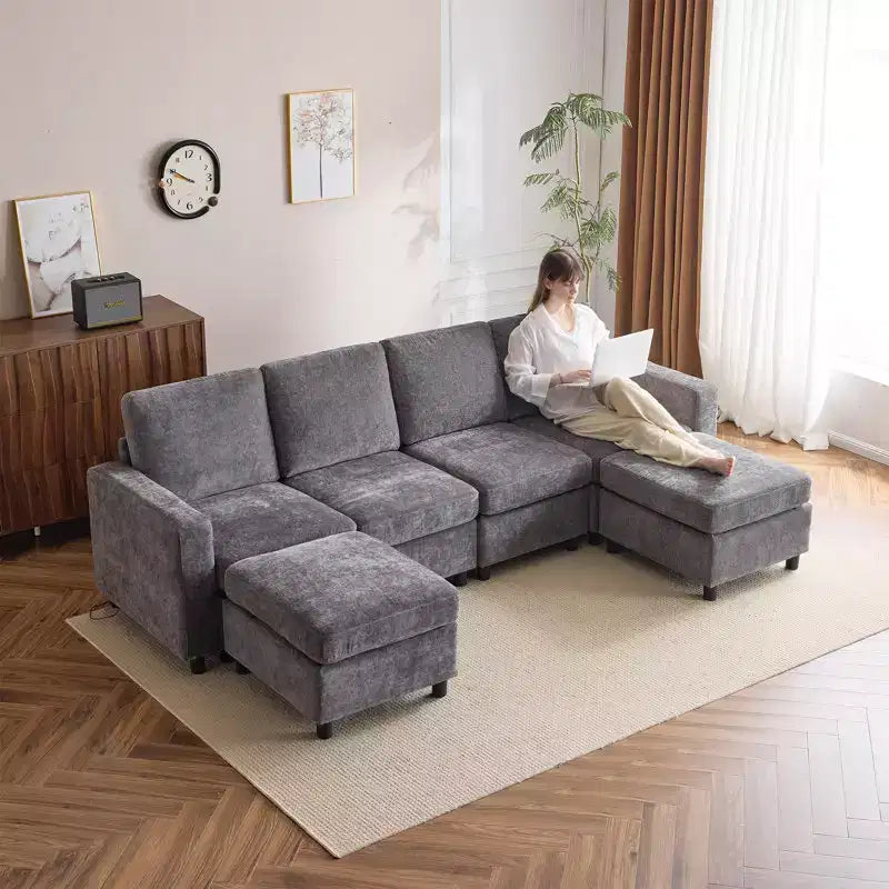 EROMMY 7 - Piece Modular Sectional Couch, Modular Couches and Sofas Sectional with Storage for Living Room