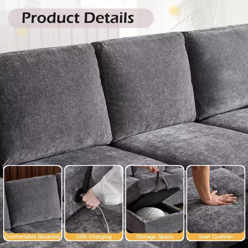 EROMMY 7 - Piece Modular Sectional Couch, Modular Couches and Sofas Sectional with Storage for Living Room