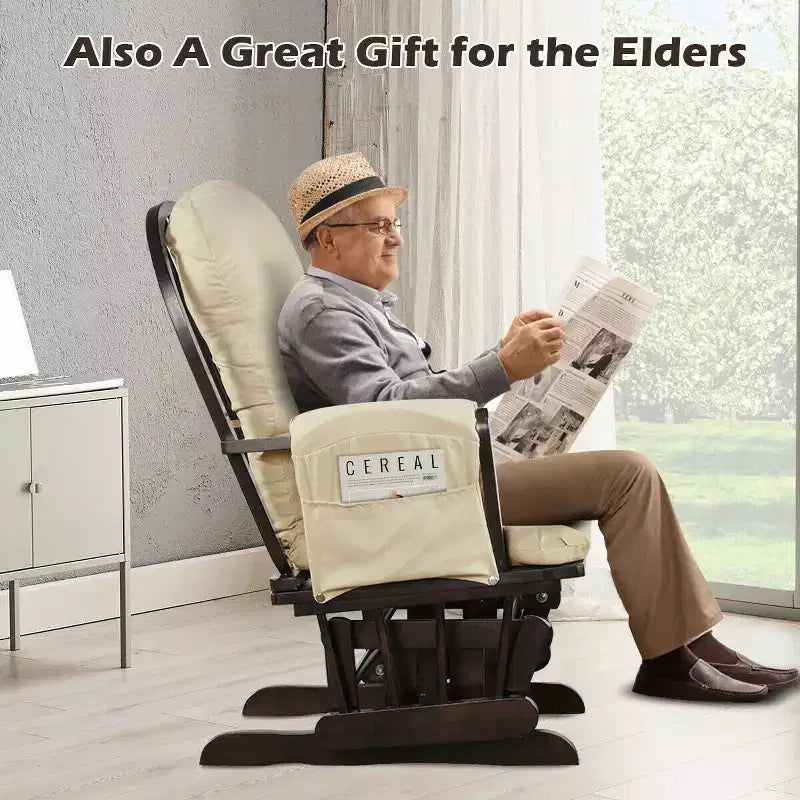 Costway Glider and Ottoman Cushion Set Wood Baby Nursery Rocking Chair Beige/Brown/Dark Grey/Light Grey/Pink/Grey