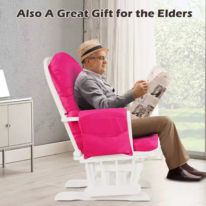 Costway Glider and Ottoman Cushion Set Wood Baby Nursery Rocking Chair Beige/Brown/Dark Grey/Light Grey/Pink/Grey