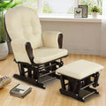 Costway Glider and Ottoman Cushion Set Wood Baby Nursery Rocking Chair Beige/Brown/Dark Grey/Light Grey/Pink/Grey