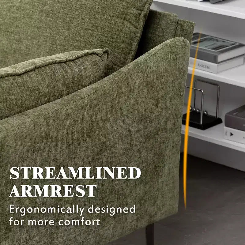EROMMY U Shaped Sectional Sofa,Chenille Convertible Sectional Couch Ottman for Living Room,Green