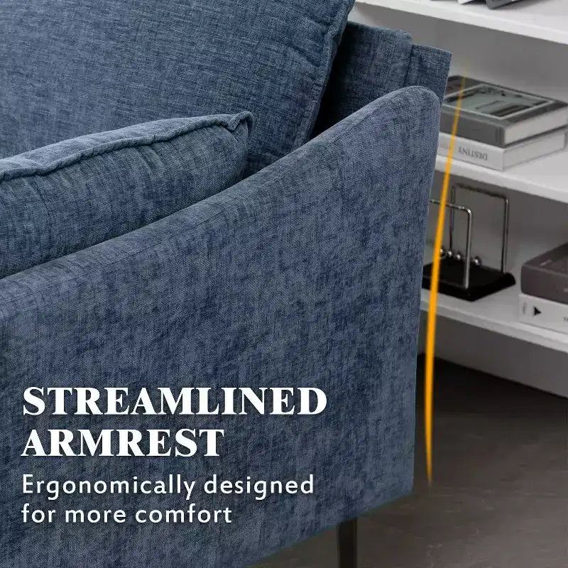 EROMMY U Shaped Sectional Sofa Chenille Convertible Sectional Couch with Chaise Lounge and Ottman for Living Room,Blue