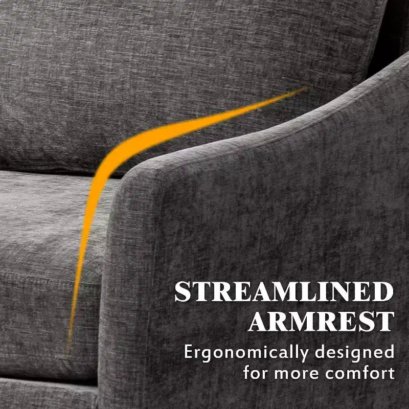 EROMMY U Shaped Sectional Sofa,Chenille Convertible Sectional Couch Ottman for Living Room,Grey
