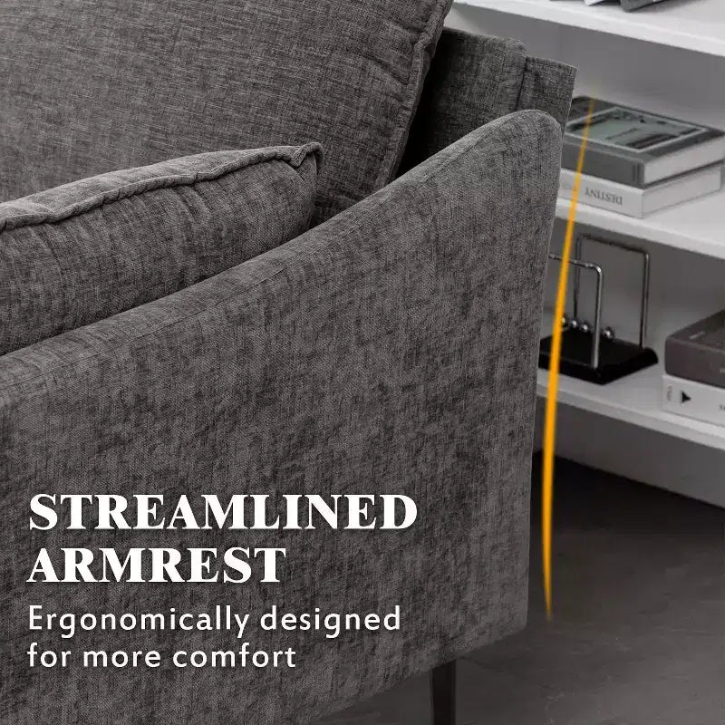 EROMMY U Shaped Sectional Sofa,Chenille Convertible Sectional Couch Ottman for Living Room,Grey