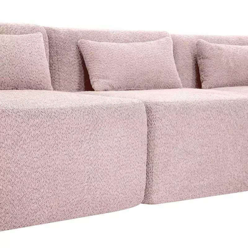 Whisen 144 Upholstered Sofa with Two Chaise & Five Pillows