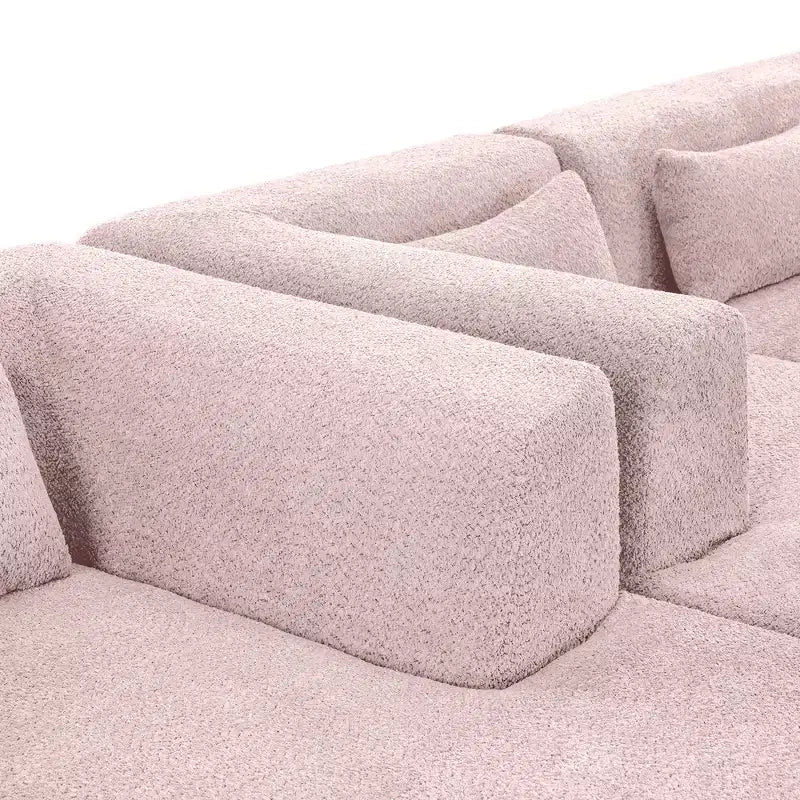 Whisen 144 Upholstered Sofa with Two Chaise & Five Pillows