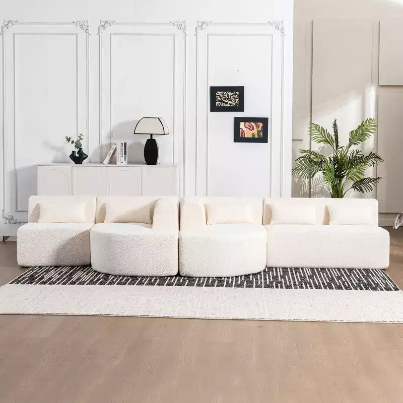 Whisen 144 Upholstered Sofa with Two Chaise & Five Pillows