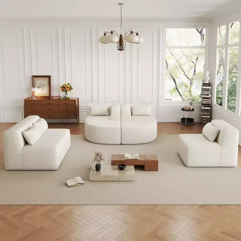 Whisen 144 Upholstered Sofa with Two Chaise & Five Pillows