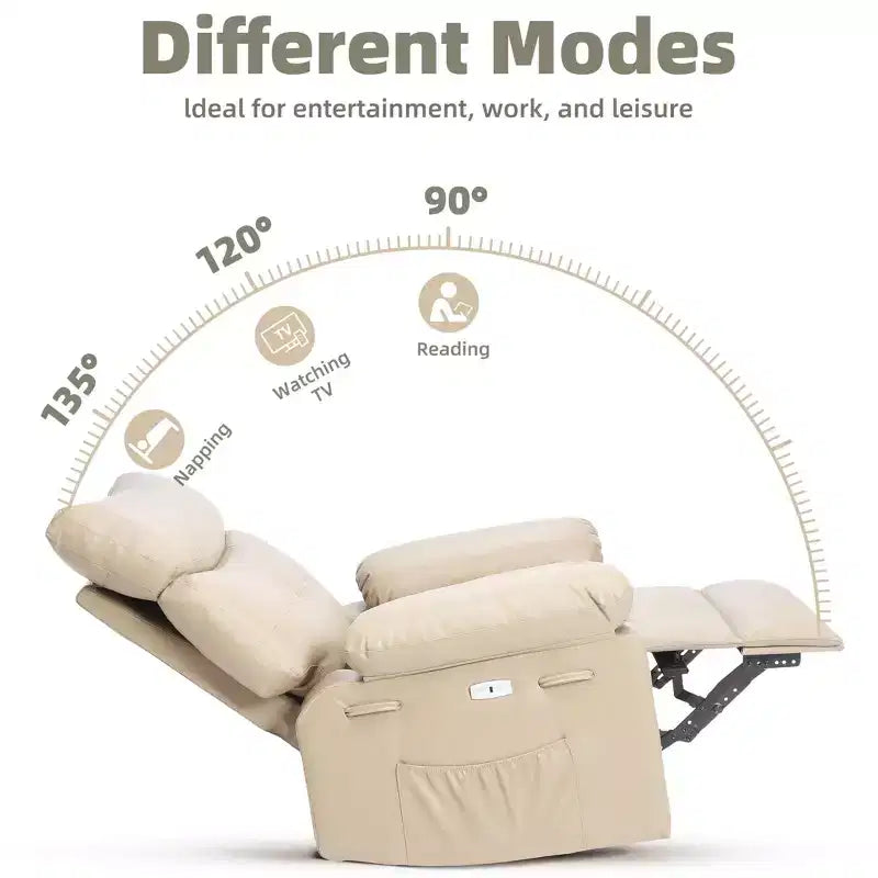 Recliner Chair, Electric Rocker Swivel USB Charger for Adults, with Vibrating Massage and Heating, for Living Room, Bedroom