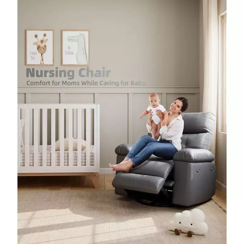 Recliner Chair, Electric Rocker Swivel USB Charger for Adults, with Vibrating Massage and Heating, for Living Room, Bedroom
