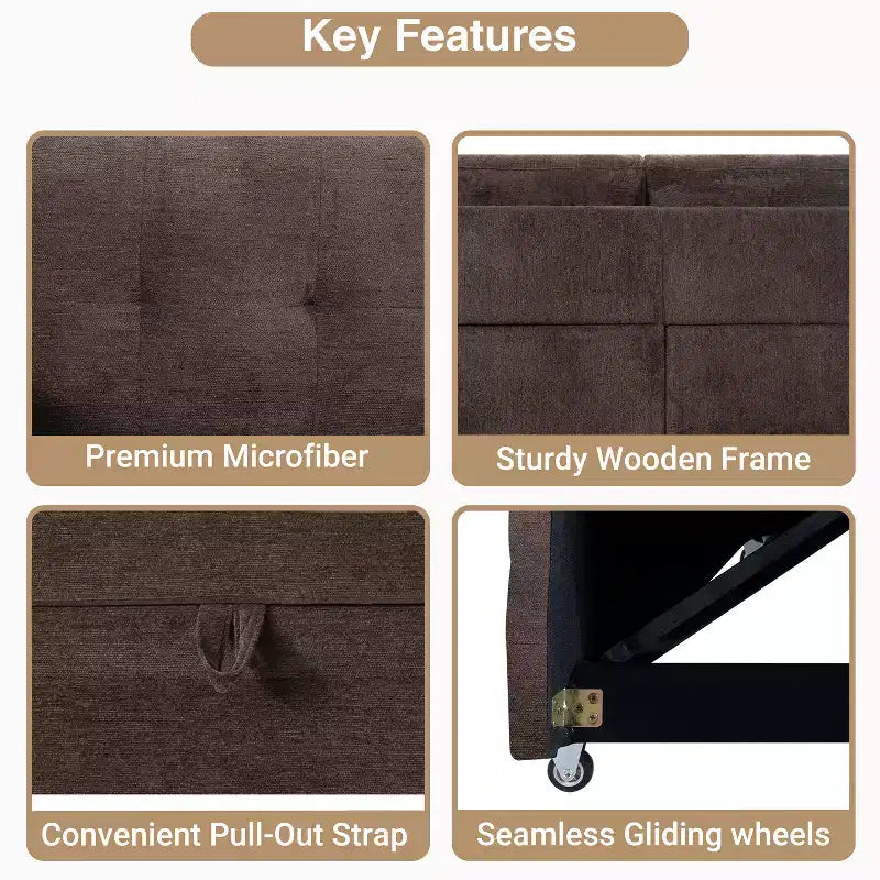 Home Imports Emporium Reversible Sleeper Sectional Sofa  Convertible Couch with Storage Chaise & Built-In USB Ports for Modern Living Rooms