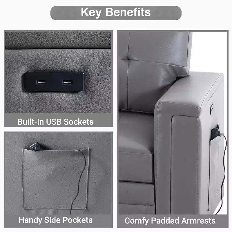 Home Imports Emporium Reversible Sleeper Sectional Sofa  Convertible Couch with Storage Chaise & Built-In USB Ports for Modern Living Rooms