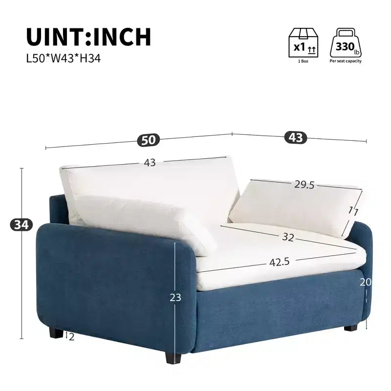Whisen Modern Oversized Chenille Colorblock Single Sofa Chair, Wide and Deep Couch Lounge with Pillows