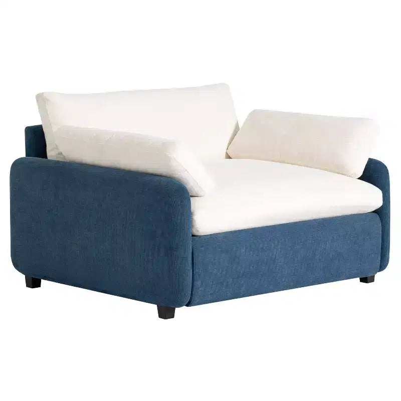 Whisen Modern Oversized Chenille Colorblock Single Sofa Chair, Wide and Deep Couch Lounge with Pillows
