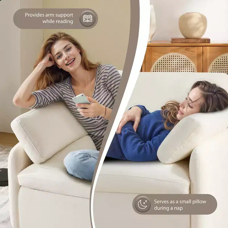 Whisen Modern Oversized Chenille Colorblock Single Sofa Chair, Wide and Deep Couch Lounge with Pillows