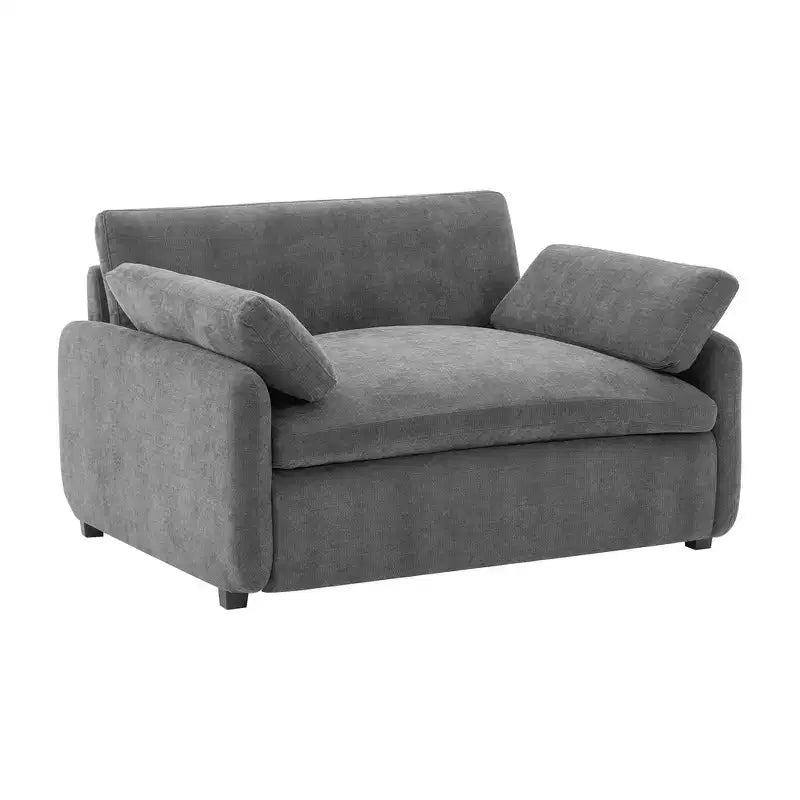 Whisen Modern Oversized Chenille Colorblock Single Sofa Chair, Wide and Deep Couch Lounge with Pillows