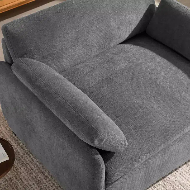 Whisen Modern Oversized Chenille Colorblock Single Sofa Chair, Wide and Deep Couch Lounge with Pillows