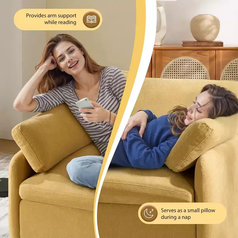 Whisen Modern Oversized Chenille Colorblock Single Sofa Chair, Wide and Deep Couch Lounge with Pillows