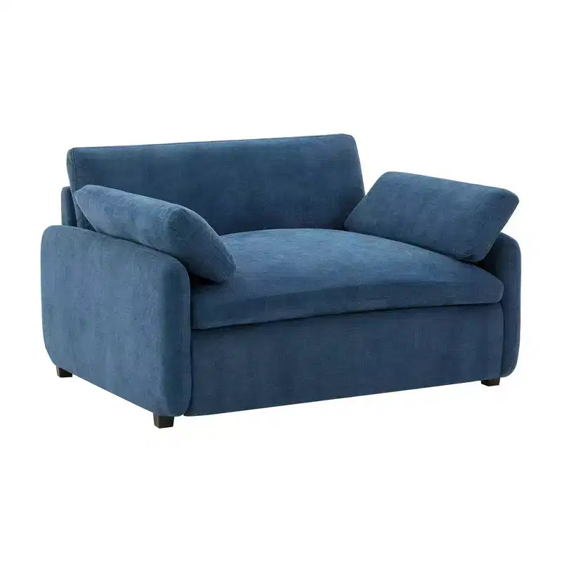 Whisen Modern Oversized Chenille Colorblock Single Sofa Chair, Wide and Deep Couch Lounge with Pillows