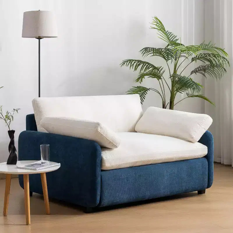 Sillón individual moderno y grande de chenilla en bloques de color Whisen, sofá lounge ancho y profundo con cojines