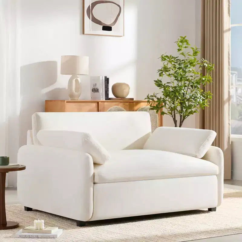 Sillón individual moderno y grande de chenilla en bloques de color Whisen, sofá lounge ancho y profundo con cojines