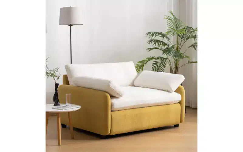 Sillón individual moderno y grande de chenilla en bloques de color Whisen, sofá lounge ancho y profundo con cojines