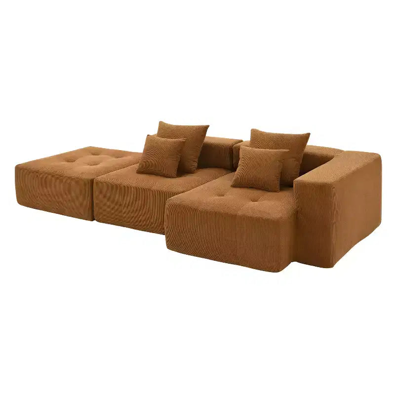 Whisen Modern Chenille U-shaped Sectional Sofa with Oversized Ottoman, Hidden Armrest Storage and Cup Holders, USB Charging Ports
