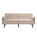 Novogratz Markham 3-Seater Futon Bed with 2 Attached Cushions, Sand Basket Weave