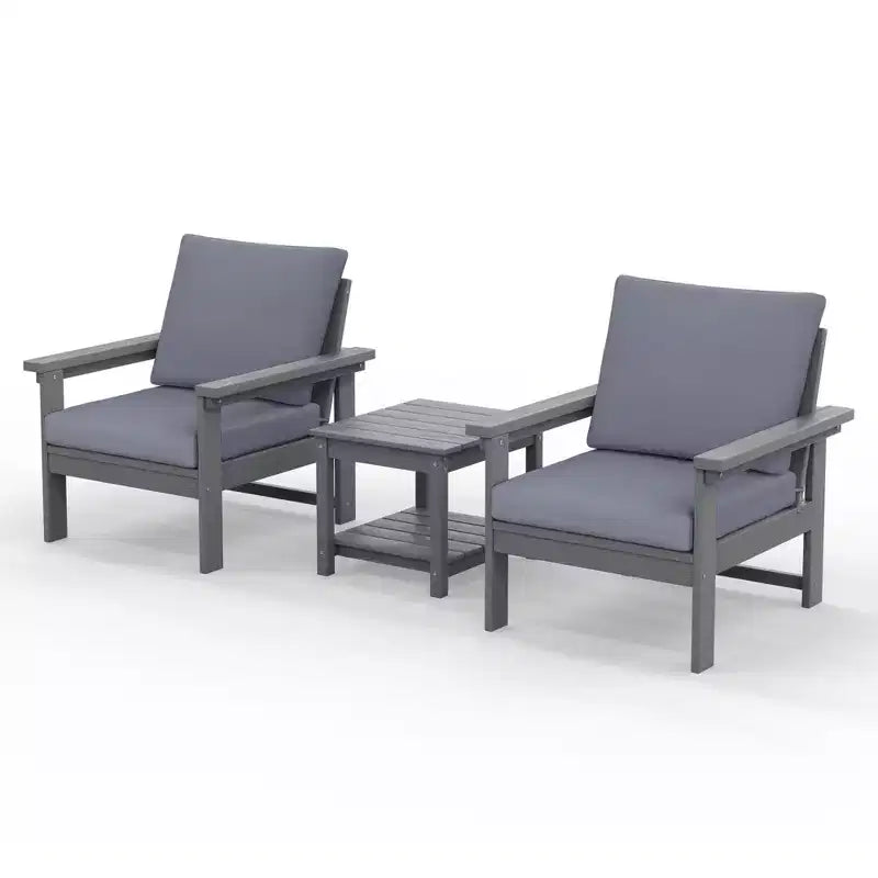Hyleory Ensemble de mobilier de jardin en PEHD écologique avec coussins et table d'appoint