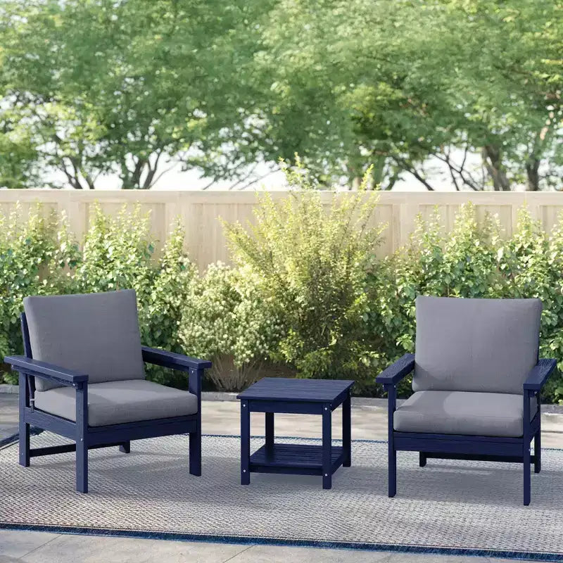 Hyleory Ensemble de mobilier de jardin en PEHD écologique avec coussins et table d'appoint