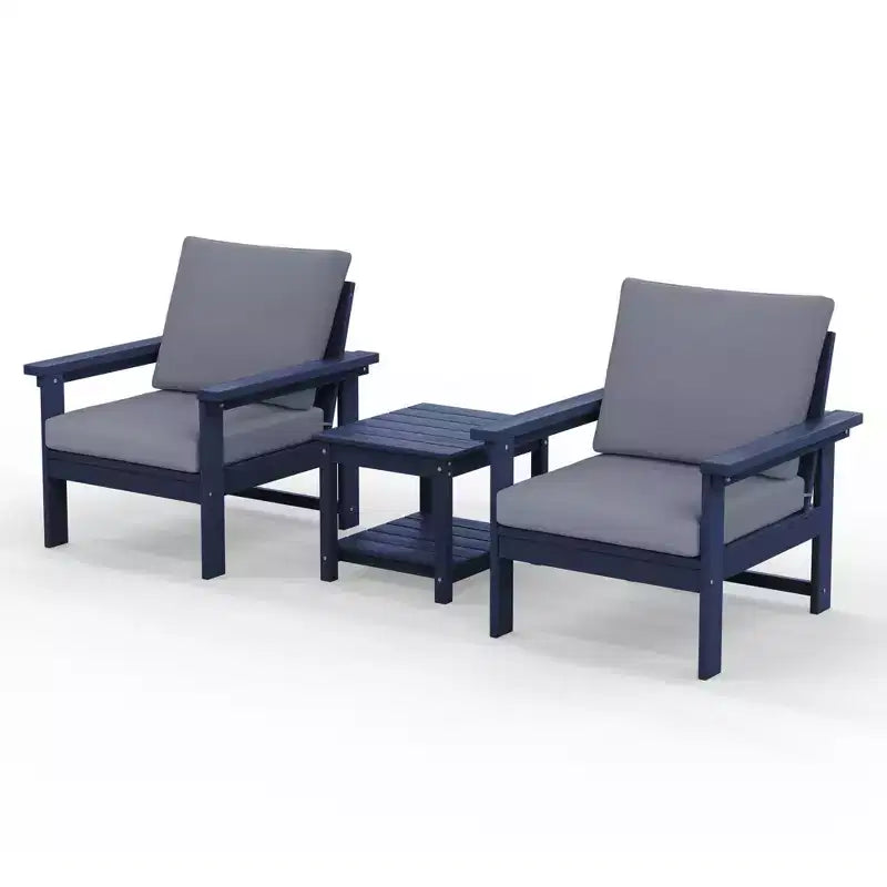 Hyleory Ensemble de mobilier de jardin en PEHD écologique avec coussins et table d'appoint