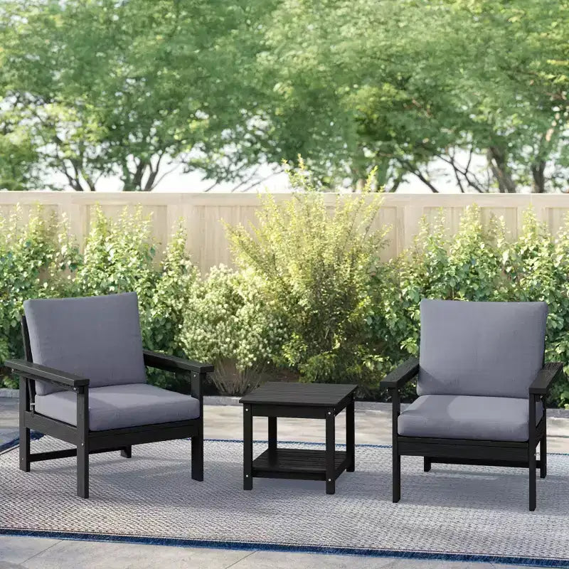 Hyleory Ensemble de mobilier de jardin en PEHD écologique avec coussins et table d'appoint