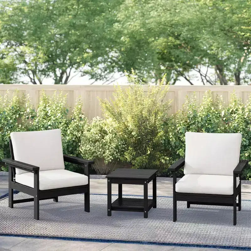 Hyleory Ensemble de mobilier de jardin en PEHD écologique avec coussins et table d'appoint