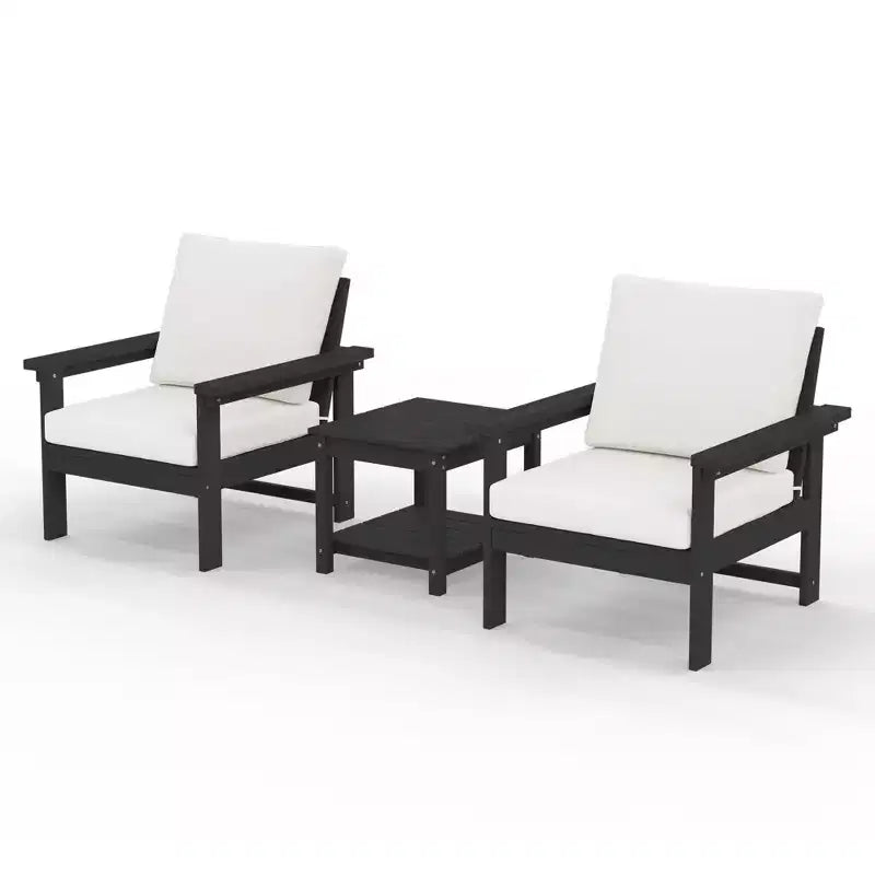 Hyleory Ensemble de mobilier de jardin en PEHD écologique avec coussins et table d'appoint