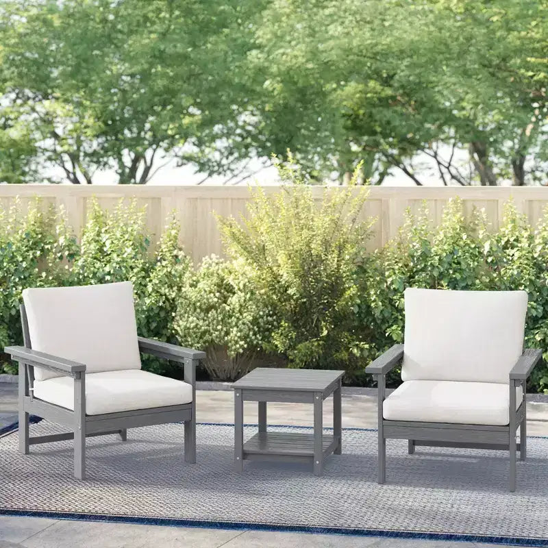 Hyleory Ensemble de mobilier de jardin en PEHD écologique avec coussins et table d'appoint