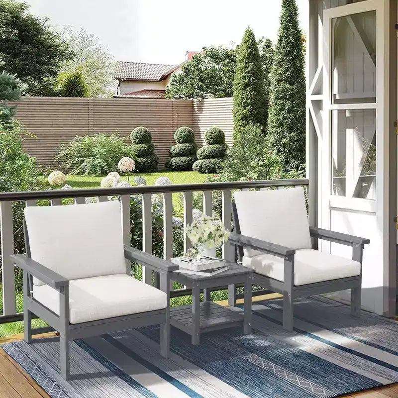 Hyleory Ensemble de mobilier de jardin en PEHD écologique avec coussins et table d'appoint