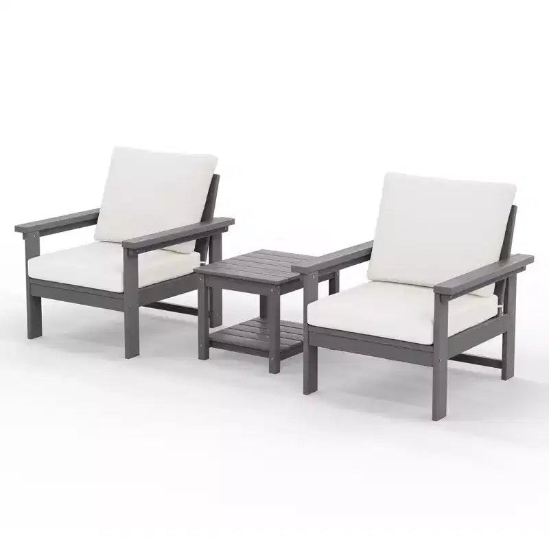 Hyleory Ensemble de mobilier de jardin en PEHD écologique avec coussins et table d'appoint