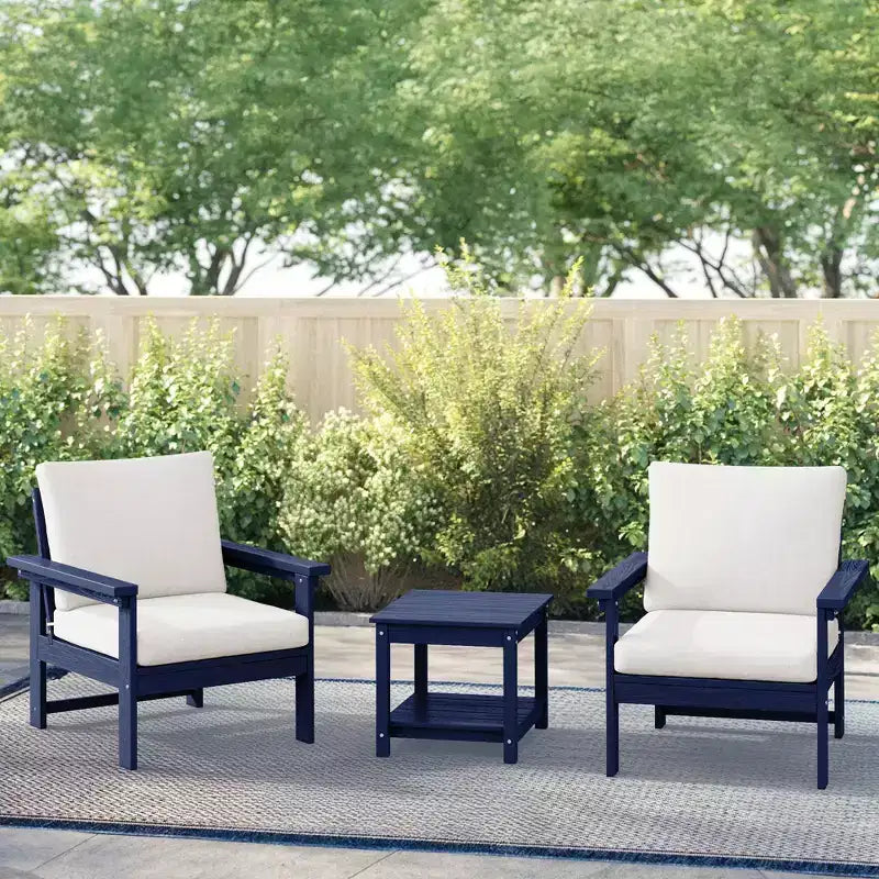 Hyleory Ensemble de mobilier de jardin en PEHD écologique avec coussins et table d'appoint