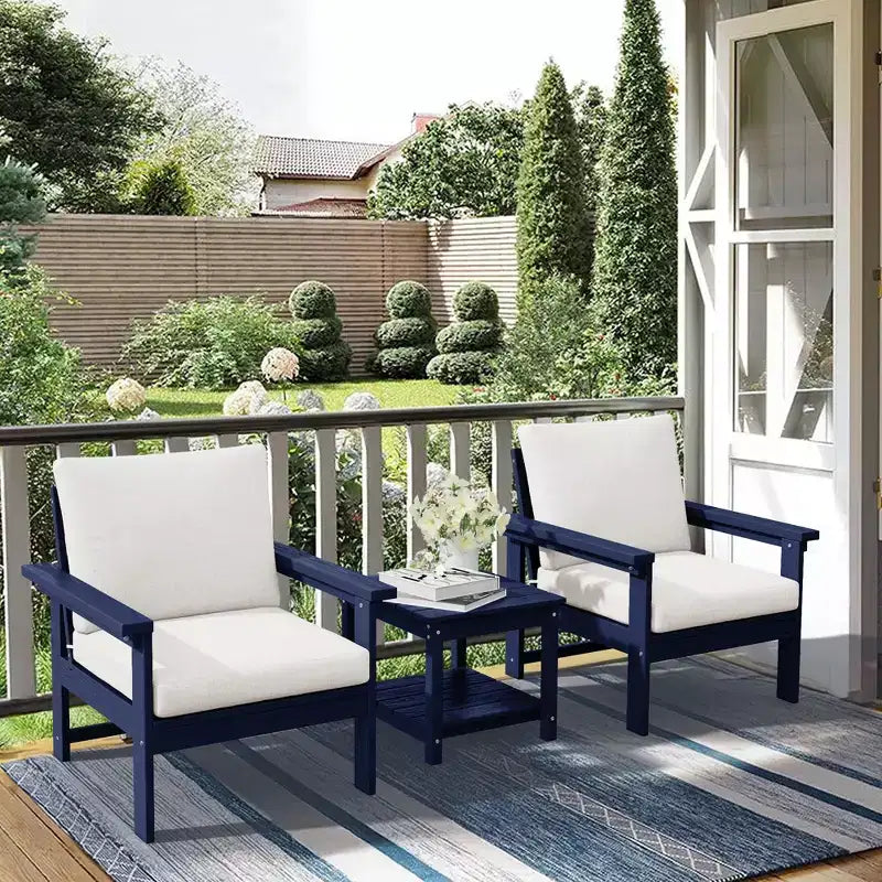 Hyleory Ensemble de mobilier de jardin en PEHD écologique avec coussins et table d'appoint