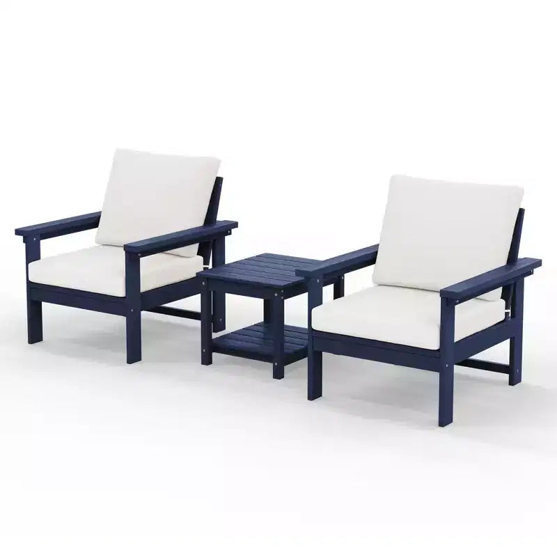 Hyleory Ensemble de mobilier de jardin en PEHD écologique avec coussins et table d'appoint