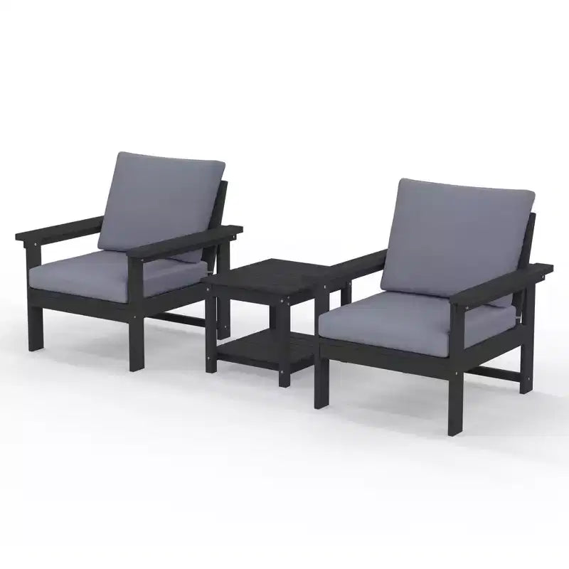 Hyleory Ensemble de mobilier de jardin en PEHD écologique avec coussins et table d'appoint