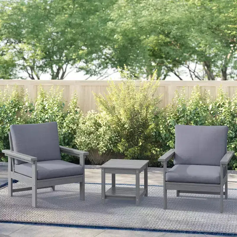 Hyleory Ensemble de mobilier de jardin en PEHD écologique avec coussins et table d'appoint